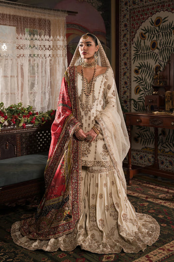 Ivory and Gold Gharara Set with Light Dupatta - BRIDAL